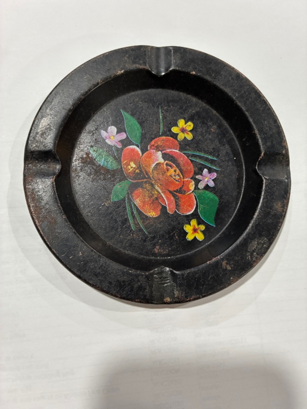 Vintage Tole Metal Ashtray